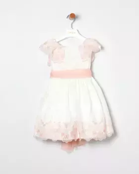 Платье для девочки из вышитого тюля с поясом Coco Acqua, цвет Salmn