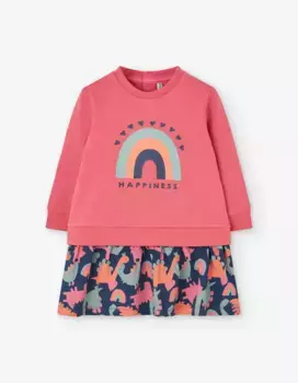 Платье для девочки комбинированное с эффектом 2 в 1 Losan, розовый