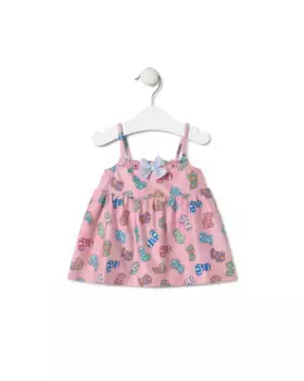 Платье для девочки на бретелях с разноцветным принтом Bold Bear Tous, цвет Rosa