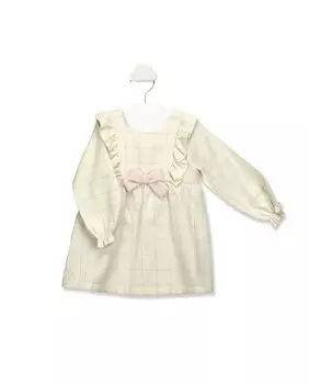 Платье для девочки натурального цвета с клетчатым принтом BABID