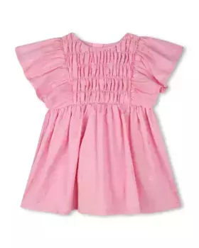 Платье для девочки розового цвета с короткими рукавами Kenzo Kids, цвет Rosa