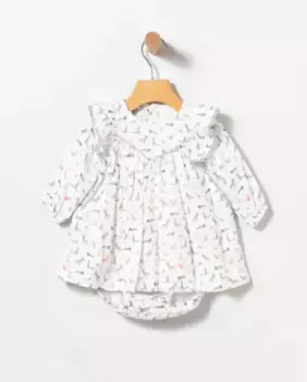 Платье для девочки с белым чехлом под подгузник с животным принтом Coco Acqua