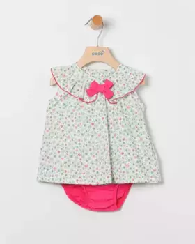 Платье для девочки с цветочным принтом и однотонные трусики Coco Acqua, зеленый