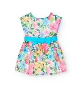 Платье для девочки с цветочным принтом и декоративным бантом Boboli, многоцветный