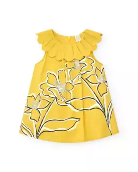 Платье для девочки с цветочным принтом и воротником с оборками Tuc tuc, жёлтый