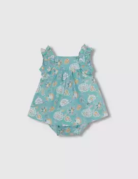 Платье для девочки с цветочным принтом и трусики в тон Gocco, бирюзовый