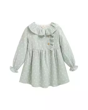 Платье для девочки с цветочным принтом и рюшами на шее Dadati, светло-зеленый