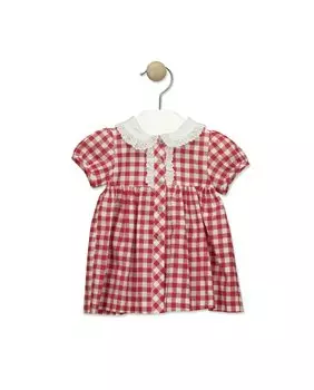 Платье для девочки с детским воротником в клетчатую клетку BABID, красный