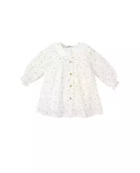 Платье для девочки с длинными рукавами и цветочным принтом BABID, белый