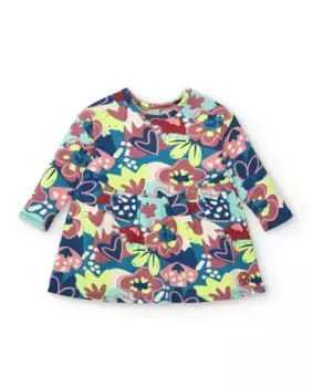 Платье для девочки с длинными рукавами и разноцветным цветочным принтом Tuc tuc