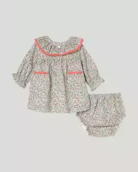 Платье для девочки с длинными рукавами и цветочным принтом Coconut El Corte Ingls, зеленый