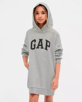 Платье для девочки с длинными рукавами и капюшоном Gap, серый