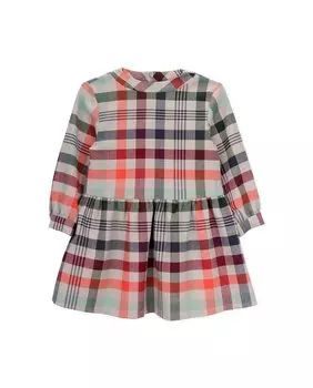 Платье для девочки с длинными рукавами и клетчатым принтом KNOT, мультиколор