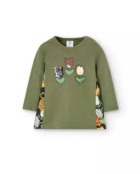 Платье для девочки с длинными рукавами и круглым вырезом Boboli, зеленый