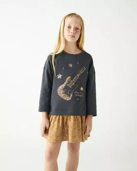 Платье для девочки с длинными рукавами и круглым вырезом El Corte Ingls, мультиколор