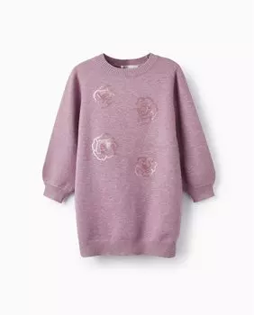 Платье для девочки с длинными рукавами и ребристой отделкой Zippy, фиолетовый