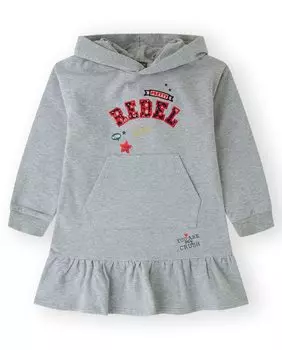 Платье для девочки с длинными рукавами из плюша Canada House, светло-серый