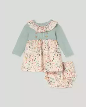 Платье для девочки с елочным принтом и деревянными пуговицами Coconut El Corte Ingls, зеленый