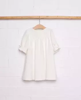 Платье для девочки с французскими рукавами белого цвета Fina Ejerique, белый