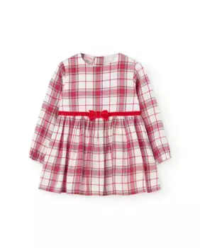 Платье для девочки с клетчатым принтом и декоративным бантом Boboli, красный
