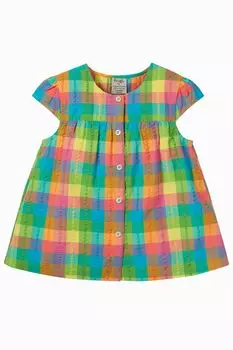 Платье для девочки с клетчатым узором Frugi, синий