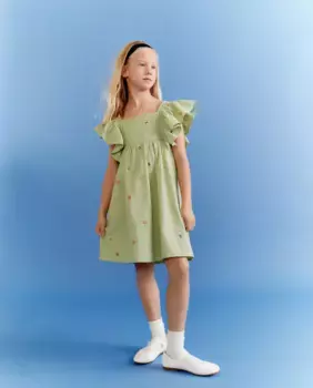 Платье для девочки с коротким рукавом Kids El Corte Ingls, зеленый