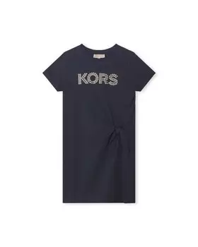 Платье для девочки с короткими рукавами из 100% хлопка Michael Kors, черный