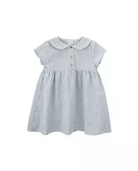 Платье для девочки с короткими рукавами и полосатым принтом Knot, синий