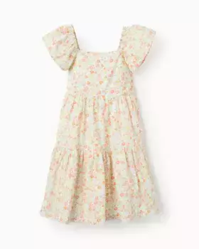 Платье для девочки с короткими рукавами и цветочным принтом Zippy, оранжевый