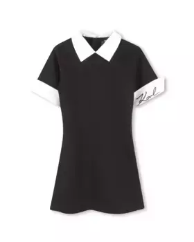 Платье для девочки с короткими рукавами и воротником-рубашкой Karl Lagerfeld Kids, чёрный