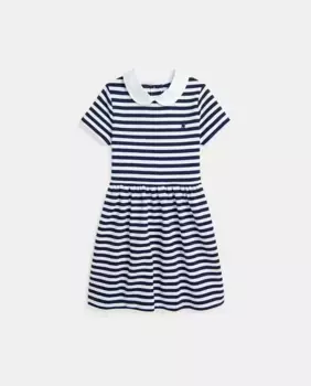 Платье для девочки с короткими рукавами и тканевым воротником Polo Ralph Lauren, синий