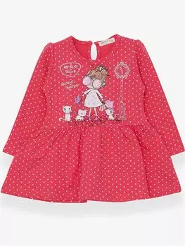 Платье для девочки с круглым вырезом и длинными рукавами с принтом Breeze