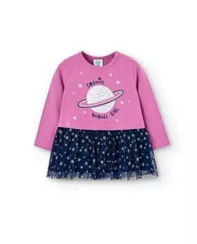 Платье для девочки с круглым вырезом и тюлевой юбкой Boboli, фиолетовый