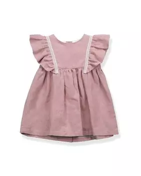 Платье для девочки с кружевом и рюшами на рукавах BABID, розовый