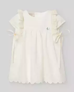 Платье для девочки с кружевом и вышивкой из коллекции Paz PAZ Rodrguez, цвет Crudo