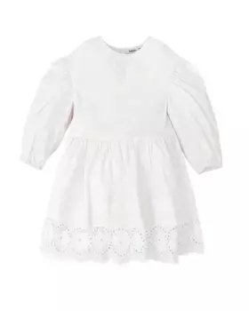 Платье для девочки с кружевом и длинными рукавами BABID, белый