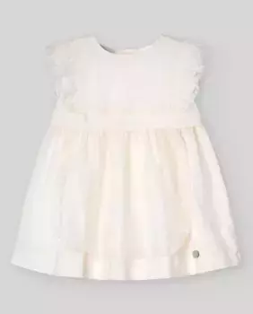 Платье для девочки с кружевом и тюлевым фартуком Церемония PAZ Rodrguez, цвет Crudo