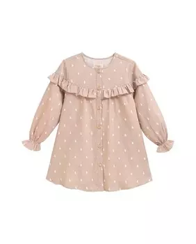 Платье для девочки с микропринтом и рюшами Dadati, бежевый