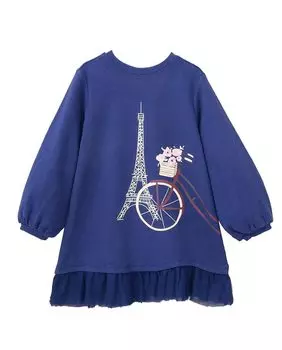 Платье для девочки с мотивом спереди и низкой рюшой из тюля Dadati, индиго