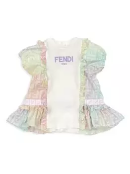 Платье для девочки с оборками и монограммой Fendi, фиолетовый