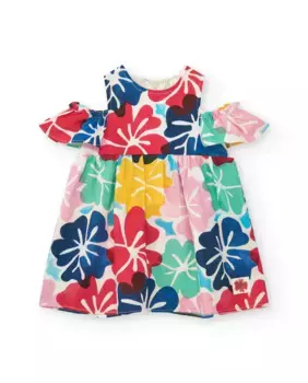Платье для девочки с открытыми плечами и цветочным принтом Tuc tuc, мультиколор