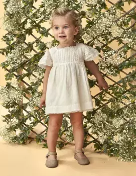 Платье для девочки с подходящими шнурками и трусиками Gocco, белый