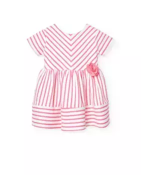 Платье для девочки с полосатым принтом и декоративным цветком Boboli, цвет Rosa