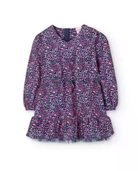 Платье для девочки с принтом и рюшами Boboli, розовый