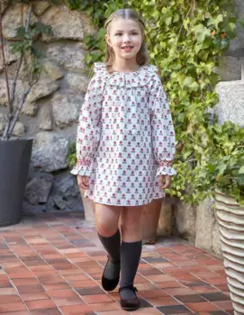 Платье для девочки с принтом и рюшей на шее Gocco, белый