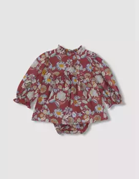 Платье для девочки с принтом и подгузником в тон Gocco, цвет Granate