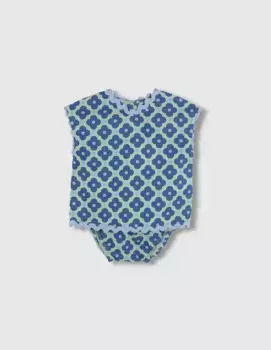 Платье для девочки с принтом и принтом в стиле 60-х годов с подходящими трусиками Gocco, зеленый