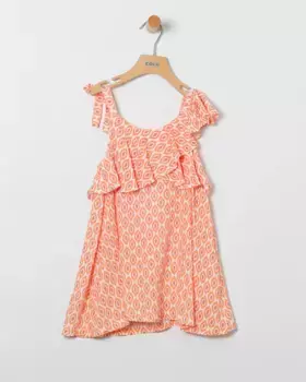 Платье для девочки с принтом и рюшами Coco Acqua, оранжевый