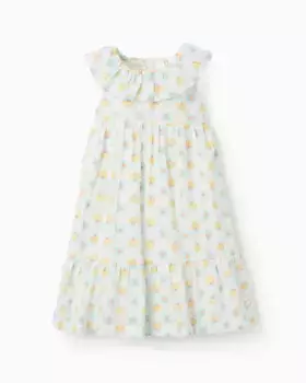 Платье для девочки с принтом и рюшами Zippy, белый