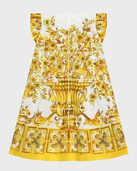 Платье для девочки с принтом Майолика Dolce&Gabbana, цвет White Print